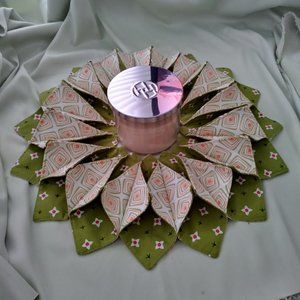 Fabric Candle Holder Centerpiece Peach White Medium Lime Green